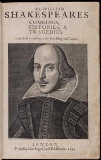 Naslovnica "first folio" izdanja Shakespeareovih djela